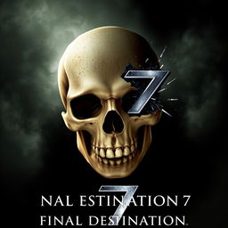 A movie poster for Final Destination 7 featuring a large, realistic human skull facing forward, positioned at the center of the image