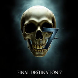 A movie poster for Final Destination 7 featuring a large, realistic human skull facing forward, positioned at the center of the image