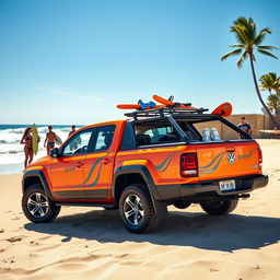 A 2025 Volkswagen Saveiro Surf, displayed in an adventurous outdoor setting, showcasing its pickup truck design tailored for a lifestyle of exploration and fun
