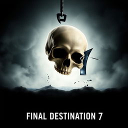 A movie poster for 'Final Destination 7' featuring a skull falling into the abyss