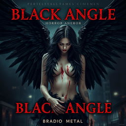 A cinematic horror movie poster for the title "Black Angle" with the subtitle "by Radio Metal"