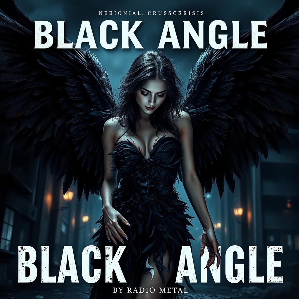 A cinematic horror movie poster for the title "Black Angle" with the subtitle "by Radio Metal"