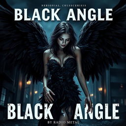 A cinematic horror movie poster for the title "Black Angle" with the subtitle "by Radio Metal"