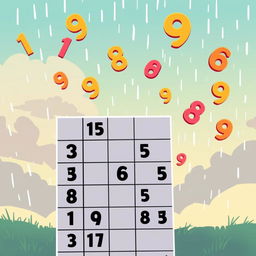 An imaginative illustration of a killer Sudoku puzzle, featuring a grid prominently in the foreground with some of the numbers already placed