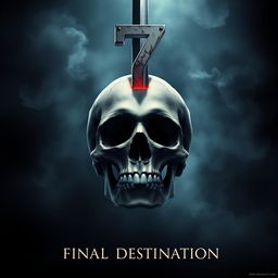 A movie poster in the style of Final Destination, featuring a large, realistic skull at the center