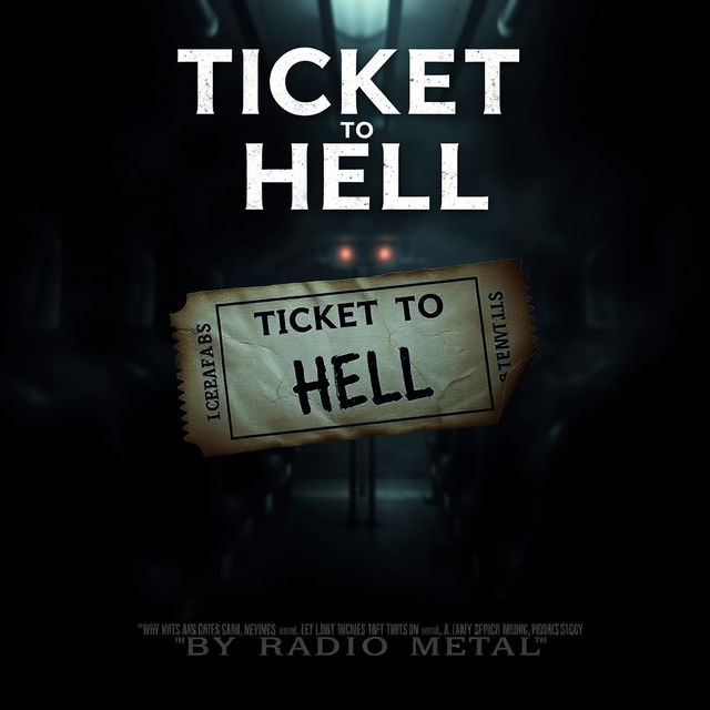 A dramatic cinematic poster for the movie title "Ticket To Hell" with the subtitle "By Radio Metal"