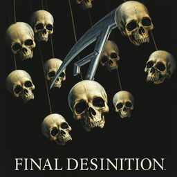 A movie poster in the style of Final Destination featuring eight skulls falling from above into the void
