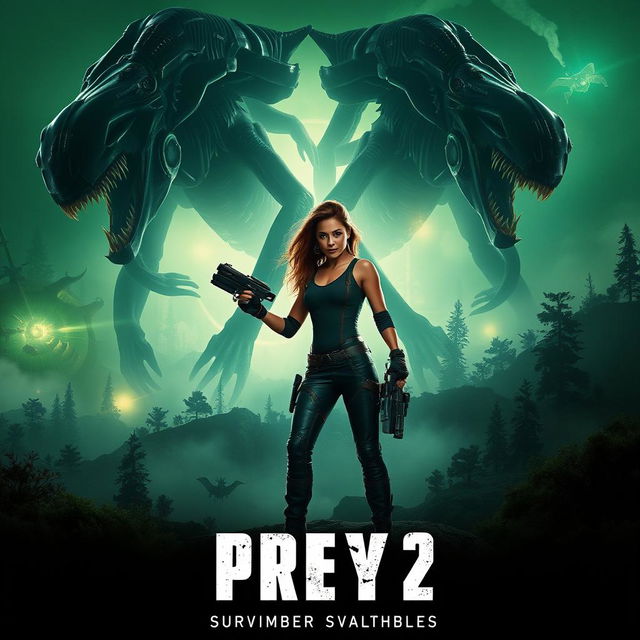 Teaser poster for 'Prey 2' (2025) featuring Amber Midthunder in a thrilling sci-fi setting