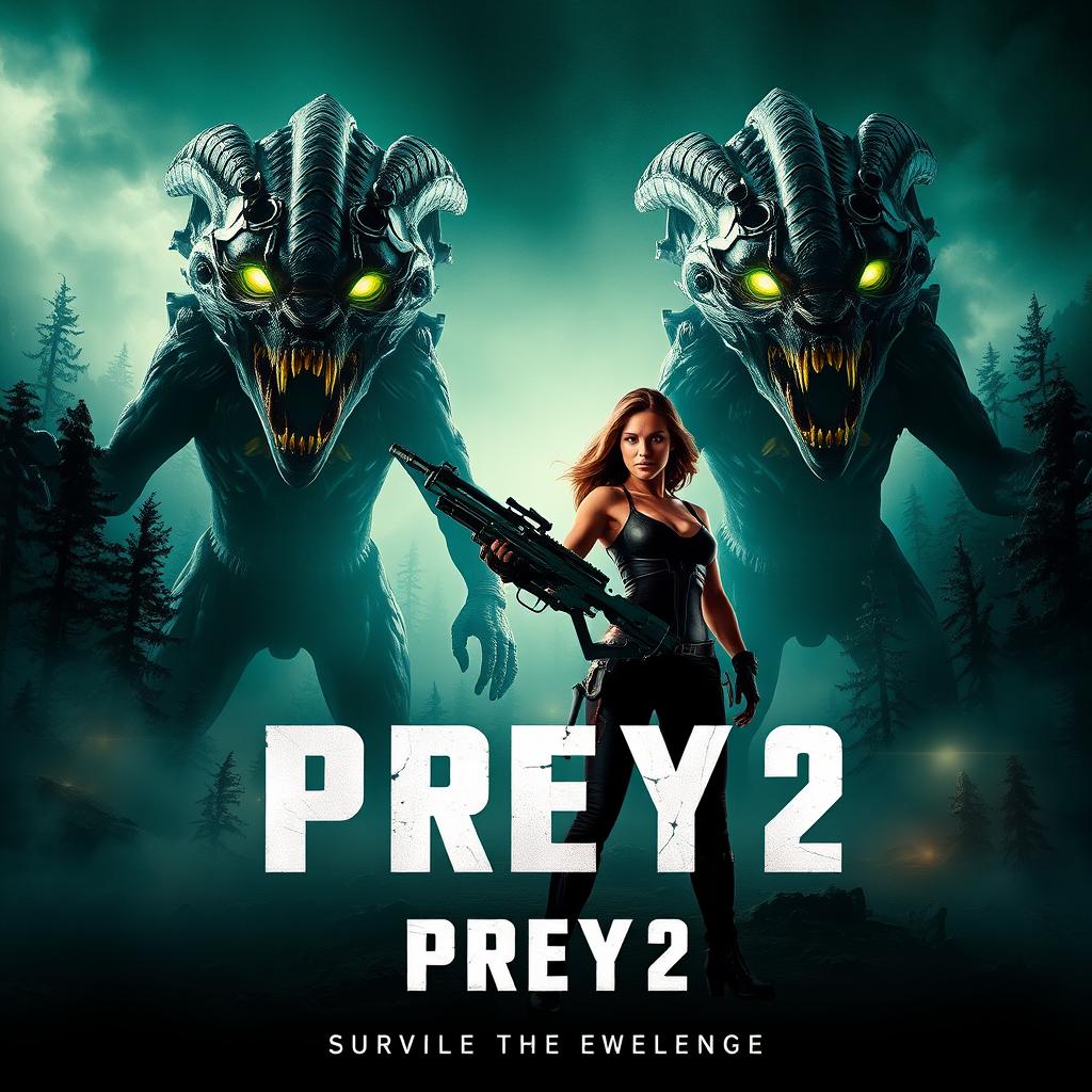 Teaser poster for 'Prey 2' (2025) featuring Amber Midthunder in a thrilling sci-fi setting