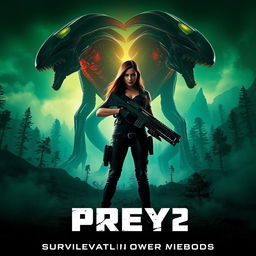 Teaser poster for 'Prey 2' (2025) featuring Amber Midthunder in a thrilling sci-fi setting
