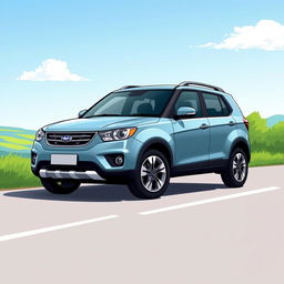 A detailed illustration of a 2011 Chery Tiggo car, showcasing its compact SUV design