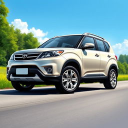 A highly realistic illustration of a 2011 Chery Tiggo car, showcasing its distinctive compact SUV design