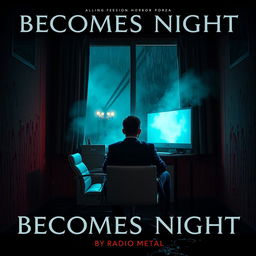 A chilling cinematic horror movie poster for the title "Becomes Night" with the subtitle "By Radio Metal"