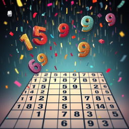 A captivating depiction of a killer Sudoku puzzle, prominently displaying a grid in the foreground with some numbers already filled in