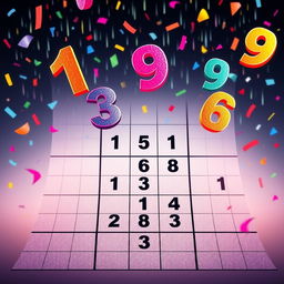 A captivating depiction of a killer Sudoku puzzle, prominently displaying a grid in the foreground with some numbers already filled in