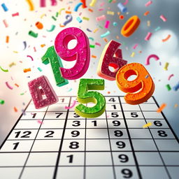 A captivating depiction of a killer Sudoku puzzle, prominently displaying a grid in the foreground with some numbers already filled in