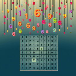 A captivating illustration of a killer Sudoku puzzle, featuring an intricate grid at the center with some numbers filled in