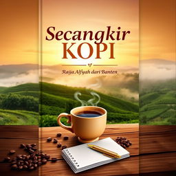 A stunning book cover design for 'Secangkir Kopi: Raja Alfiyah dari Banten'