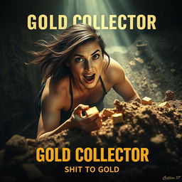 An eye-catching cinematic poster for the movie title "Gold Collector" with the subtitle "Shit to Gold"