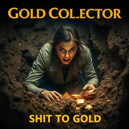 An eye-catching cinematic poster for the movie title "Gold Collector" with the subtitle "Shit to Gold"