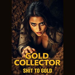 An eye-catching cinematic poster for the movie title "Gold Collector" with the subtitle "Shit to Gold"