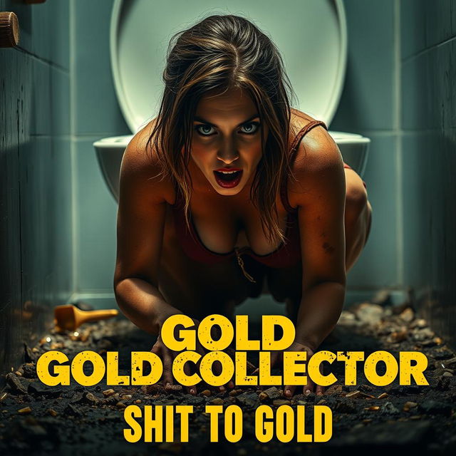 A provocative cinematic poster for the movie title "Gold Collector" with the subtitle "Shit to Gold"