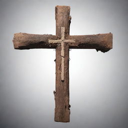 Generate an image of the cross broken into two pieces, representing a potent symbol of transformation and new beginnings.