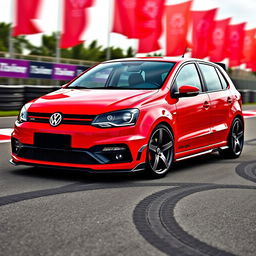 A sporty design of a 2013 Volkswagen Gol, featuring a sleek aerodynamic body kit, aggressive front bumper with oversized air intakes, stylish alloy wheels, and a rear spoiler