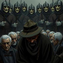 An elderly man, his face obscured by the brim of his hat, desperately tries to hide his weeping, reflecting deep sorrow