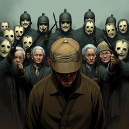 An elderly man, his face obscured by the brim of his hat, desperately tries to conceal his deep sadness, conveying a heart-wrenching sense of despair
