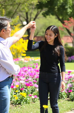A supportive scene depicting two individuals, one offering their hand to help the other stand up