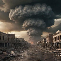 Generate an image of an apocalyptic scene implying the end of the world, with dramatic natural disasters, capturing a sense of finality and awe-inspiring destruction.