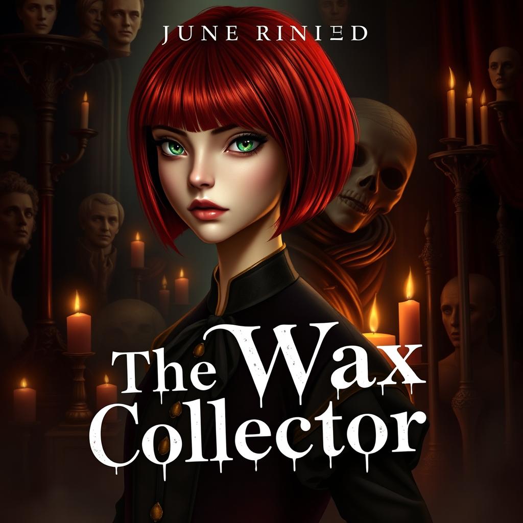 A realistic book cover design for 'The Wax Collector' featuring characters that embody intense and unique qualities