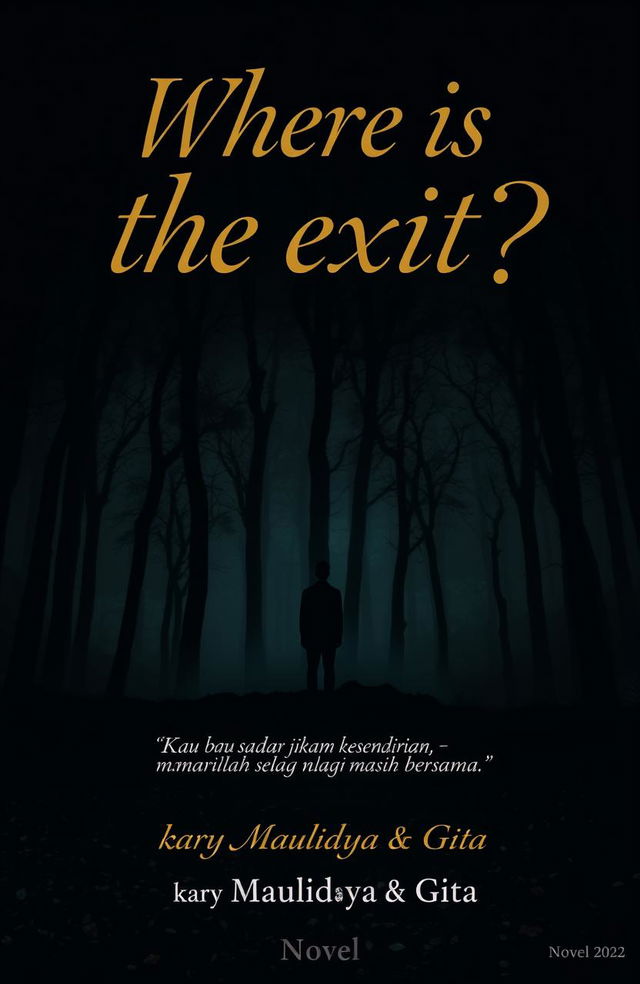 A novel cover for 'Where is the exit?' featuring an enigmatic and moody atmosphere