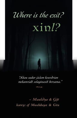 A novel cover for 'Where is the exit?' featuring an enigmatic and moody atmosphere