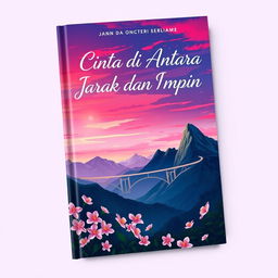 Artistic book cover design for 'Cinta di Antara Jarak dan Impian'