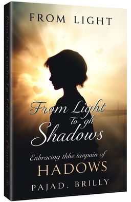 A poignant and evocative book cover design for "From Light to Shadows: Embracing the Pain of Reality"