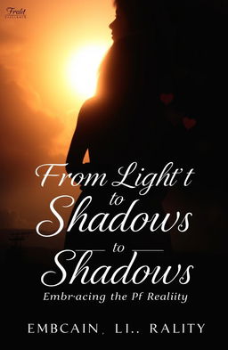 A poignant and evocative book cover design for "From Light to Shadows: Embracing the Pain of Reality"