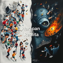 An artistic representation of "Harapan dan Realita," showcasing two distinct sides of life