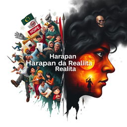 An artistic representation of "Harapan dan Realita," showcasing two distinct sides of life