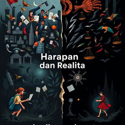 An artistic representation of "Harapan dan Realita," showcasing two distinct sides of life