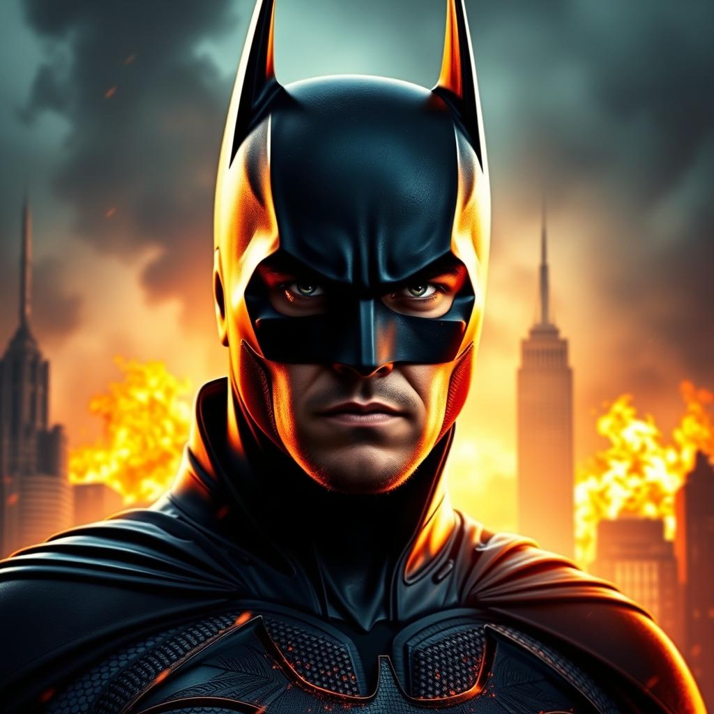 A striking thumbnail featuring Batman, revealing his face as Leonardo DiCaprio, looking intense and determined