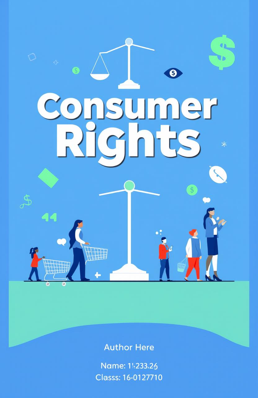 A visually appealing cover page for an economics project titled "Consumer Rights"