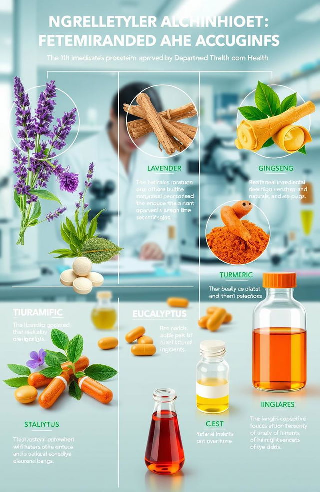 A comprehensive visual representation illustrating a variety of medications approved by the Department of Health (DOH) that are derived from natural sources