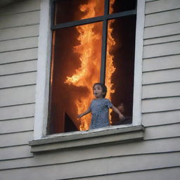 Amid the chaos, a realization hits as a second child is seen peeking from a second story window of the still burning house, looking terrified but unharmed.