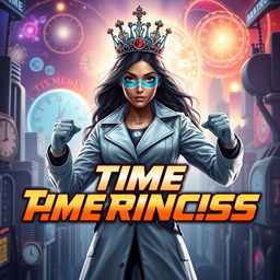 A futuristic teenage girl of Indian descent, embodying a superhero persona known as 'Time Princess