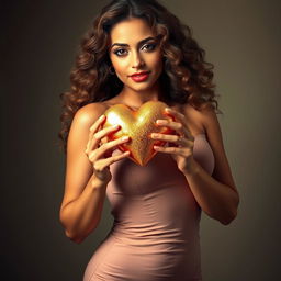 A gorgeous shapely being with well-defined curves, accentuated by her fitted, elegant dress