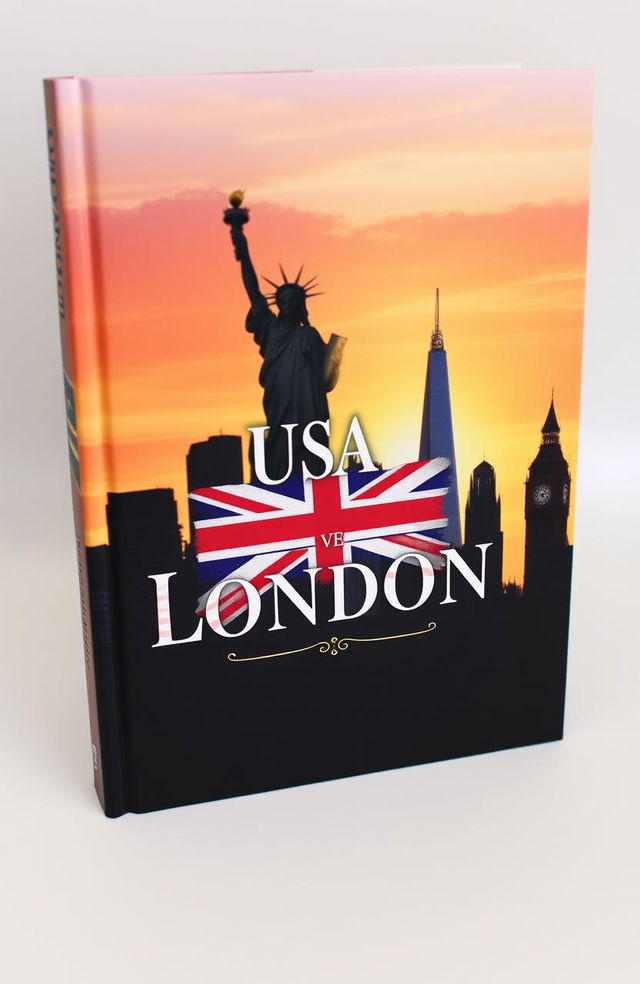 A captivating book cover that visually represents the essence of both the USA and London