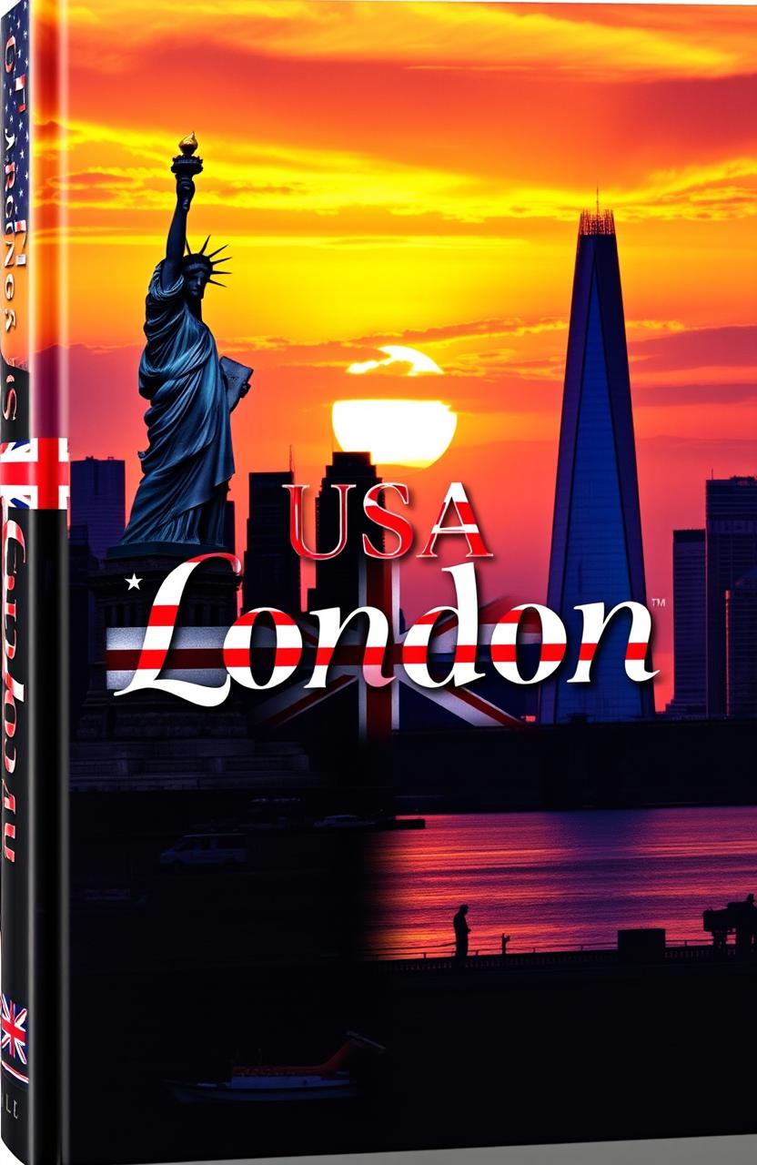 A captivating book cover that visually represents the essence of both the USA and London