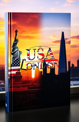 A captivating book cover that visually represents the essence of both the USA and London